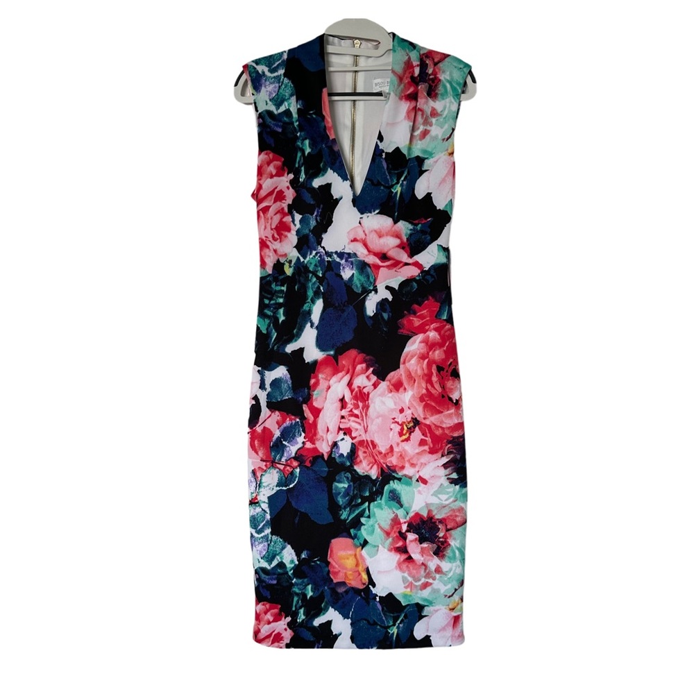 Bisou Bisou Designer Sleeveless Sheath‎ Dress Floral Back Zipper Size 6